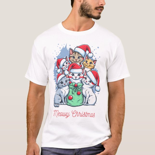 Camiseta de gato de Navidades Meowy, feriado festi (Anverso)