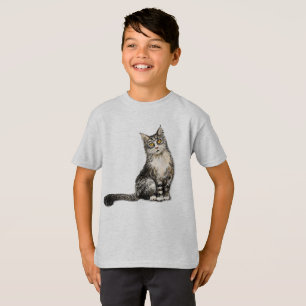 Camiseta de gato de pelo largo