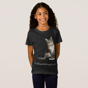 Camiseta de gato de pelo largo y gris