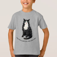 Camiseta de gato de peluche blanco y negro