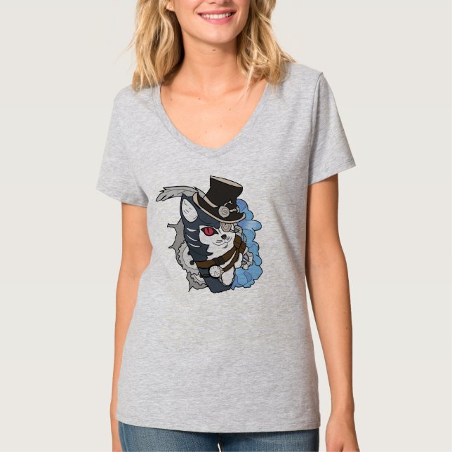 Camiseta de gato de Punk al vapor (Anverso)
