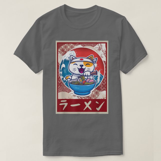 Camiseta de gato de Ramen Kawaii Anime regalo japo (Diseño del anverso)