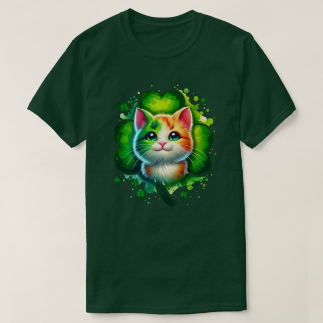Camiseta De Gato De Shamrock, Camiseta De St Patri (Diseño del anverso)