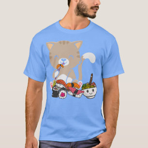 Camiseta de gato de sushi, sushi lindo comiendo un