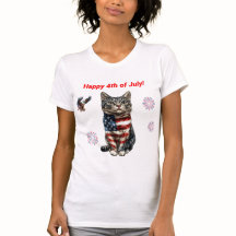 Camiseta de gato de Tabby, gato de bandera estadou