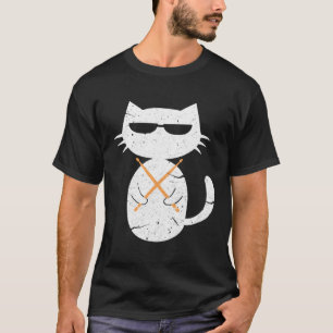 Camiseta de gato de tambor I divertido palo de tam
