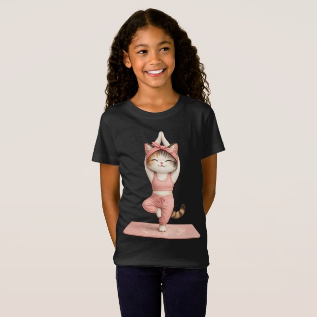 Camiseta de gato de yoga lindo (Anverso completo)