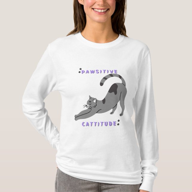 Camiseta de gato (diseño de camiseta de Pawsitive  (Anverso)