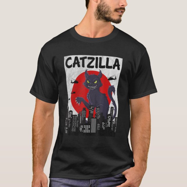 Camiseta de gato divertida de Catzilla, camiseta d (Anverso)