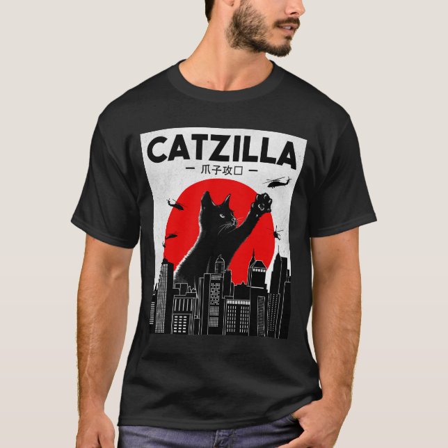 Camiseta de gato divertida de Catzilla, camiseta d (Anverso)