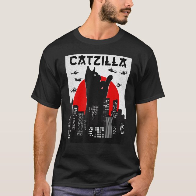 Camiseta de gato divertida de Catzilla, camiseta d (Anverso)