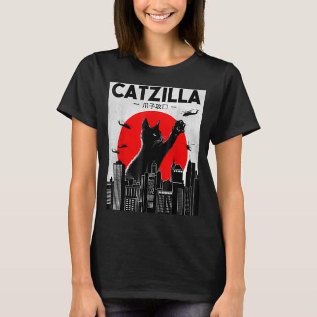 Camiseta de gato divertida de Catzilla, camiseta d (Anverso)