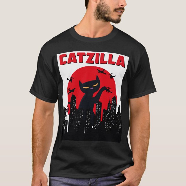 Camiseta de gato divertida de Catzilla, camiseta d (Anverso)