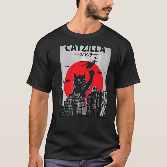 Camiseta de gato divertida de Catzilla, gato graci (Anverso)