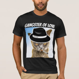 CAMISETA DE GATO DIVERTIDO GANGSTER DEL AMOR