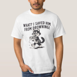 Camiseta de Gato Divertido lo Salvó de Ahogarse – 