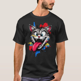 Camiseta de gato divertido y colorido