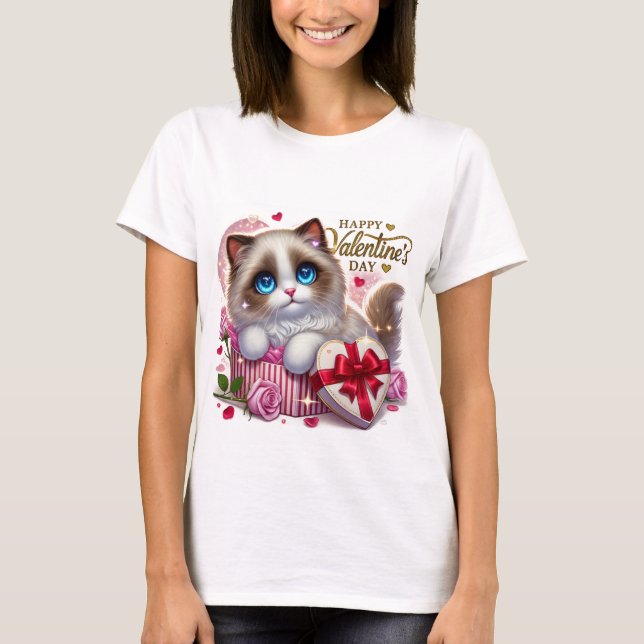 Camiseta de gato El día de San Valentín Ragdoll Ca (Anverso)