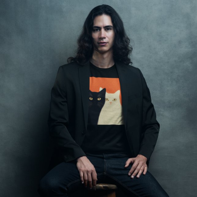 Camiseta de gato en blanco y negro (Subido por el creador)