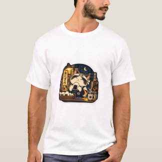 Camiseta de gato en turno noche de Onigiri | Comid