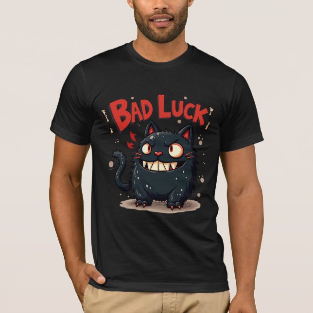 Camiseta de gato enojado mala suerte  (Anverso)