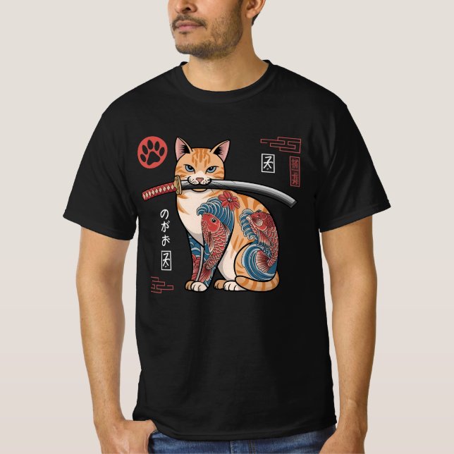 Camiseta de gato estilizada con Naranja tabby con  (Anverso)