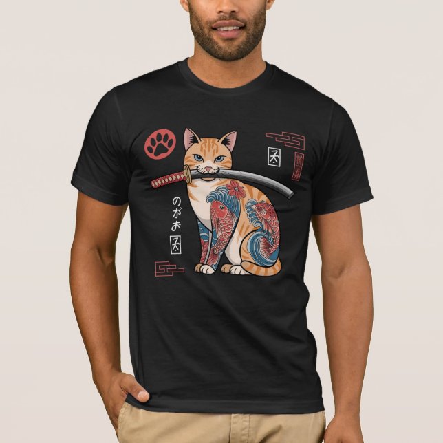 Camiseta de gato estilizada con Naranja tabby con  (Anverso)