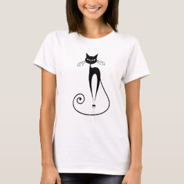 Camiseta de gato estilizada negra