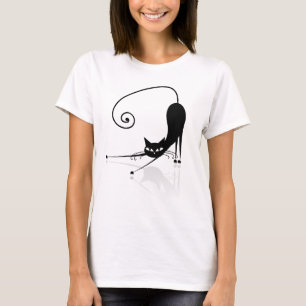 Camiseta de gato estilizada negra