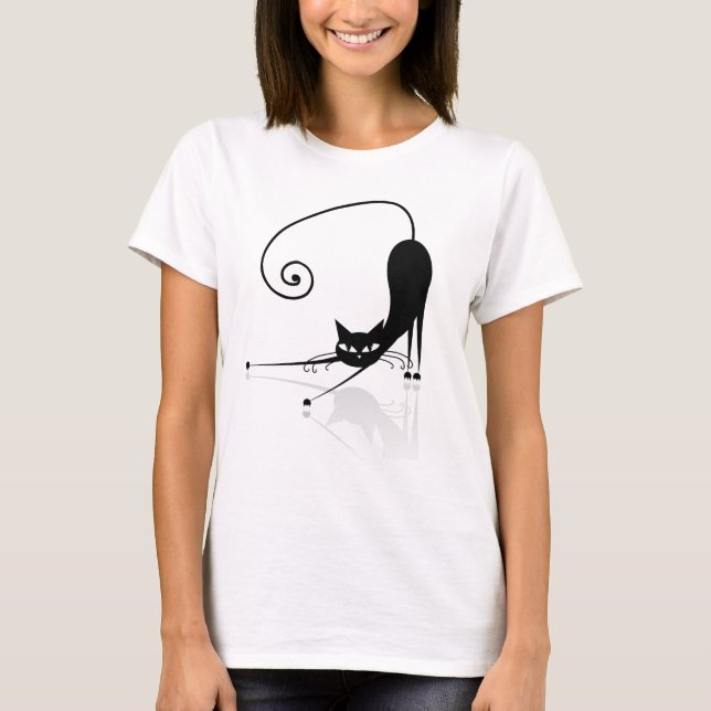 Camiseta de gato estilizada negra (Anverso)