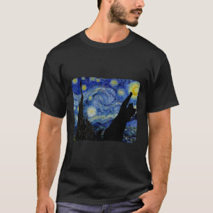 Camiseta de gato estrellada Van Gogh Cat Lover Cat