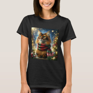 Camiseta de Gato Festivo - Raza Somali Navidad Tee