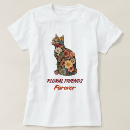 Camiseta de gato floral | Diseño de gatito con flo