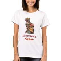 Camiseta de gato floral | Diseño de gatito con flo