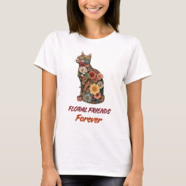 Camiseta de gato floral | Diseño de gatito con flo