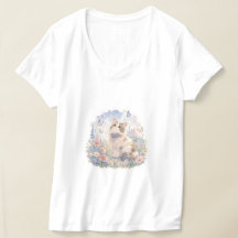 Camiseta de gato floral y mariposas