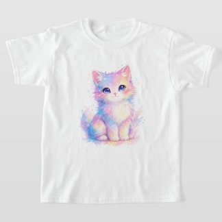 Camiseta de gato galaxia pastel linda