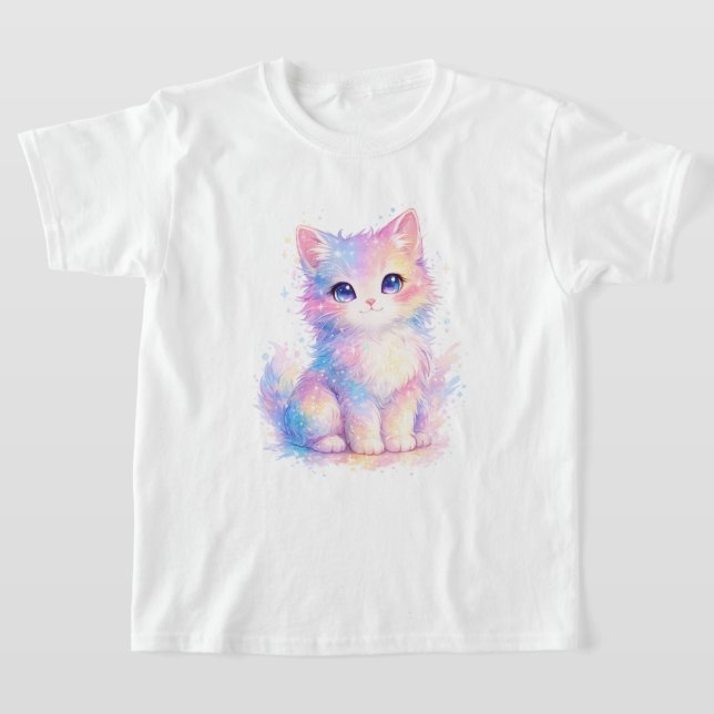 Camiseta de gato galaxia pastel linda (Distribución)