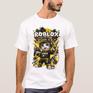 Camiseta de gato gamer lindo – Gato negro y amaril