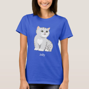 Camiseta de gato gatito gris plateado lindo