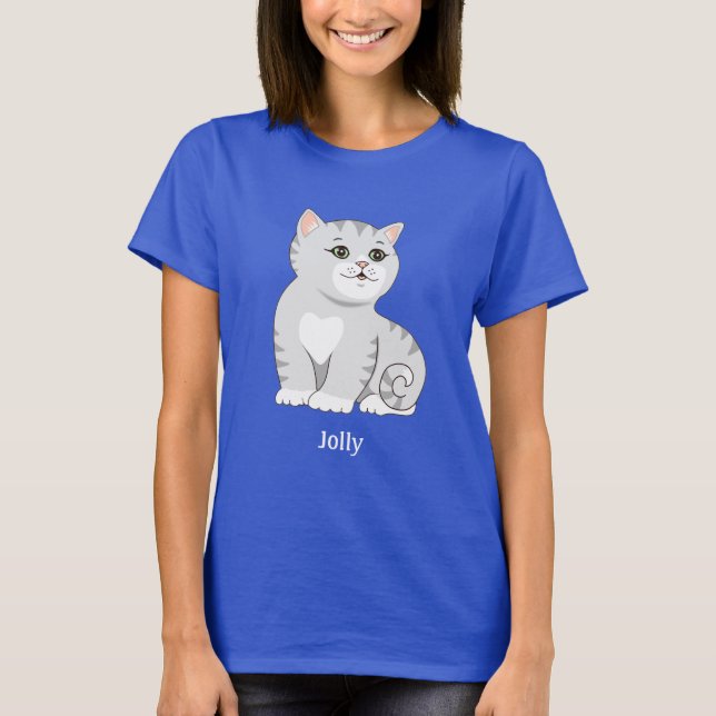 Camiseta de gato gatito gris plateado lindo (Anverso)