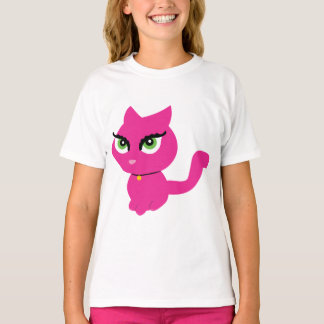 Camiseta De Gato Gato Rosa