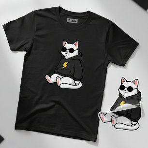 Camiseta de Gato Genial con Capucha y Gafas de Sol