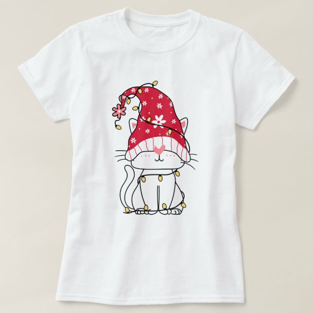 Camiseta de gato gnomo lindo (Diseño del anverso)