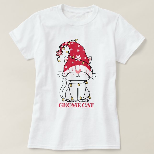 Camiseta de gato gnomo lindo (Diseño del anverso)