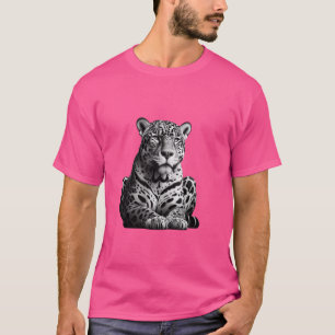 Camiseta de gato grande de arte leopardo, Jagua bl