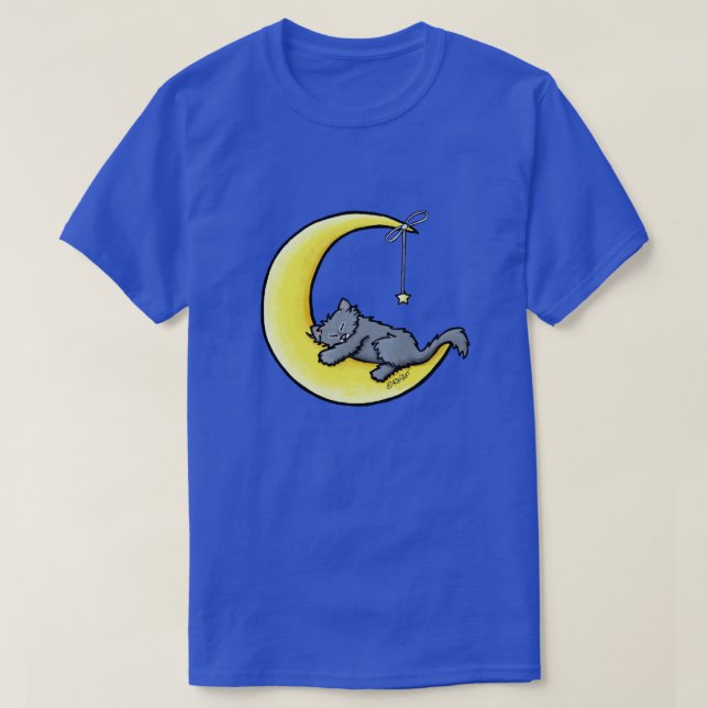 Camiseta de gato gris de amor lunar (Diseño del anverso)