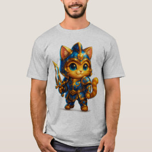 Camiseta de gato guerrero Chibi: Caballero de fant