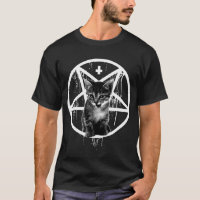 Camiseta de gato invertida de cruz y pentagrama