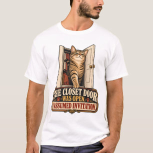 Camiseta de gato - La puerta del armario estaba ab
